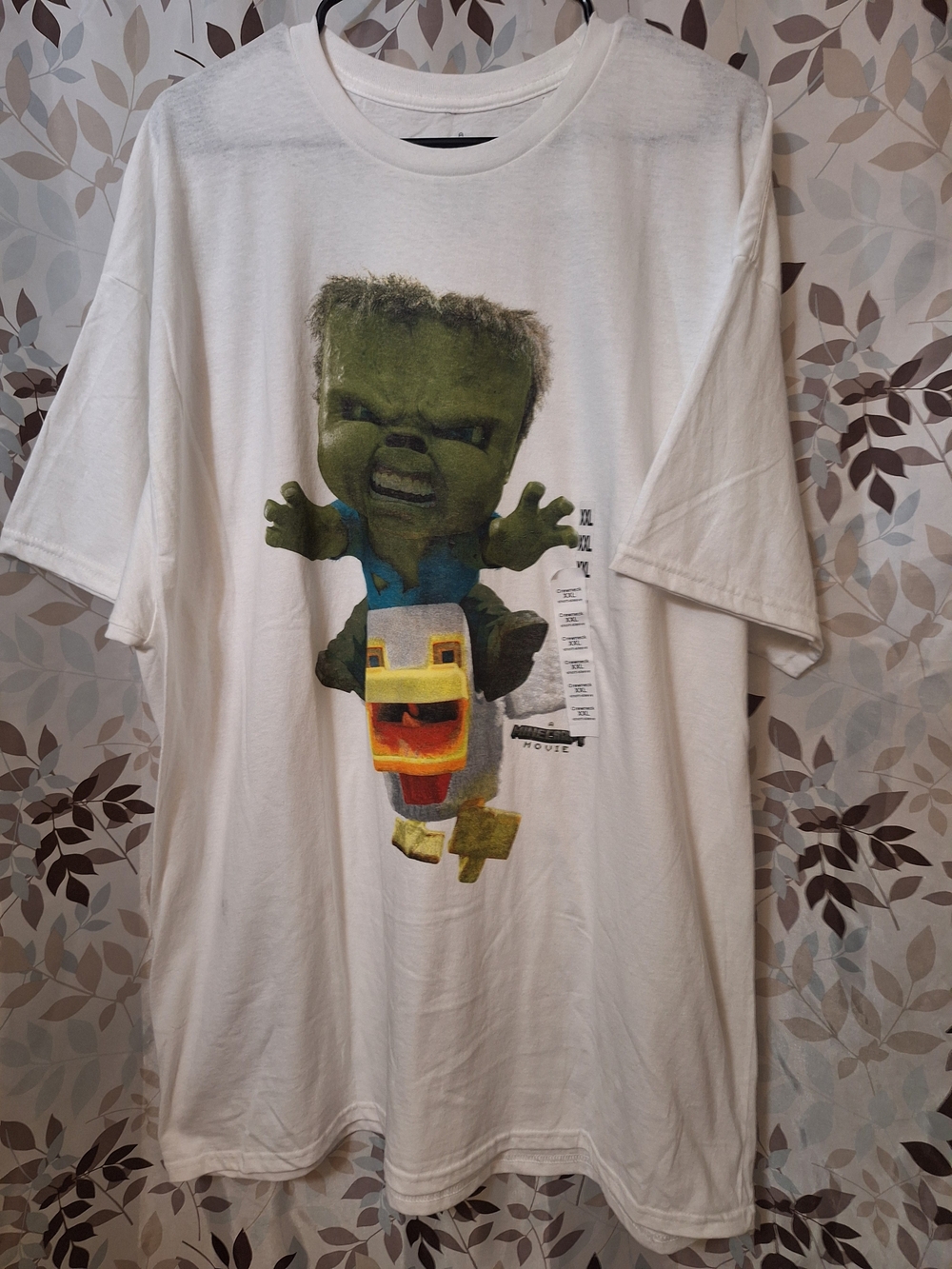 Minecraft Graphic Tee with Green Character Print Chicken Jockey